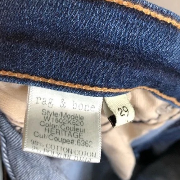 Rag & Bone Comfy Mid Rise Casual Skinny Leg Fit Denim Jeans Pants Blue - Picture 8 of 12